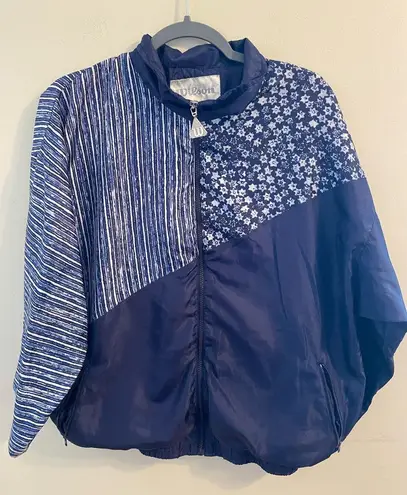 Vintage VTG 1990s Womens Wilson Blue White Stars Stripes Windbreaker Size Large Blue