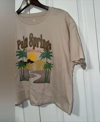 Organic Generation Palm Springs California Cropped T Shirt L NWOT Tan Size L