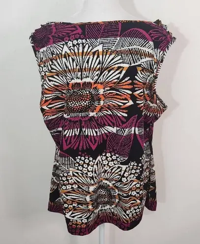 East 5th Colorful Cowl Neck Top Size Petite XL Multi-Color Sleeveless Blouse