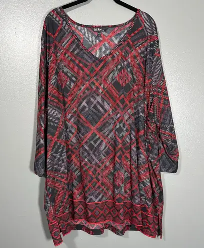 Ulla Popken Red & Black Plaid Grunge Shift Dress