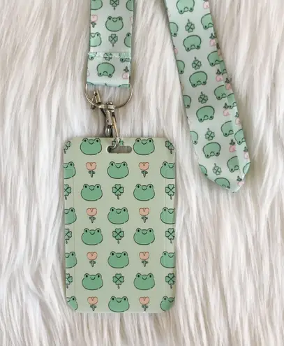 Frog lanyard with Id/ card holder Green