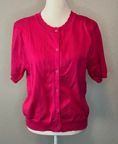 Urban Coco Cable Knit Cardigan Sweater Hot Pink Size Medium