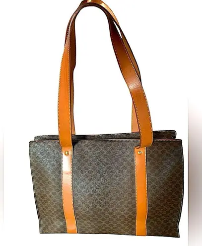 CELINE • Macadam leather tote bag shoulder bag brown