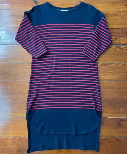 Mads Nørgaard Copenhagen Stripe Long Sleeve Sweater Dress in Red & Navy