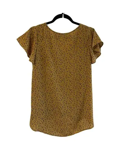 Emmer & Oat Womens S Floral Blouse Shirt Buttons Wrap spring summer boho peasant Yellow