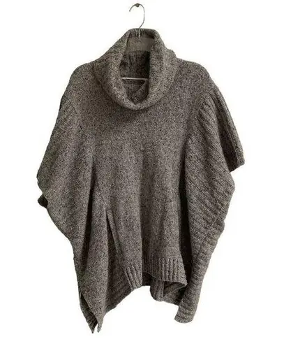 Athleta  Donegal Passage oversized wool blend poncho cowl neck gray sweater S/M