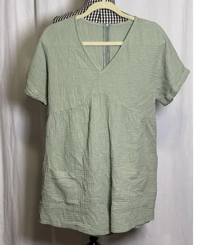 NEW~EMERY ROSE~ Size Large Shorts Jumper Green Crinkle Gauze Lightweight Pockets