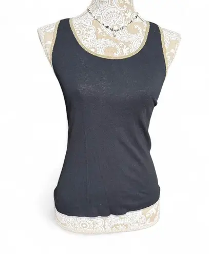 Sparkle Black Basic Tank Top Women's Medium Sleeveless Stretchy Layering Shirt Blue