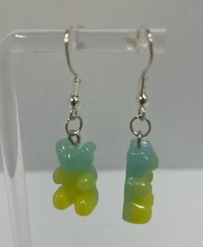 NEW Y2K gummy bear earrings silver blue green resin pierced