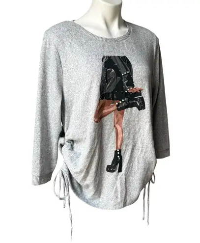 Love & Lace Super Soft High Heel Novelty Print Side Cinched Seeater, Sz XL Gray