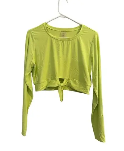 CALIA Sharp Green Tie Front Long Sleeve Cropped Rash Guard // Size L Size L
