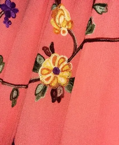 Liv Los Angeles coral embroidered off shoulder dress L Pink Size L