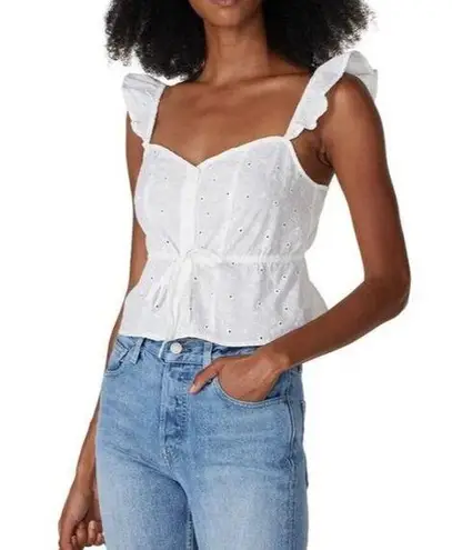Louna Blouse Women Large White Eyelet Ruffle Shoulder Rent The Runway Cropped