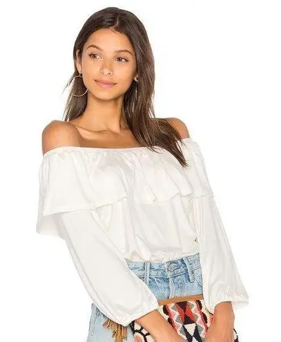 Rachel Pally Diandre Top Off the Shoulder White Cream Ruffle Extra Small NWT