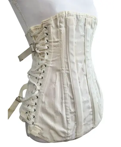 Camp Vintage Girdle Corset Lace Up Brace Boning USA S Small M Medium L Large 35 White