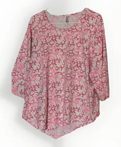 Lulu B Crew Neck Tunic 3/4 Sleeve UPF 50+ Pink Coral Women's XL