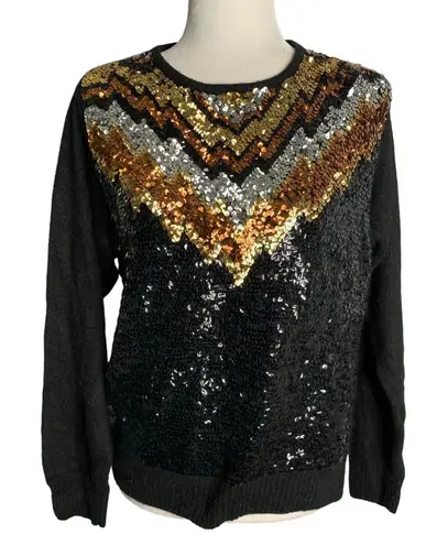 Vintage Work in Progress Silk Angora Sweater S Black Knit Sequins Gladys Bagley