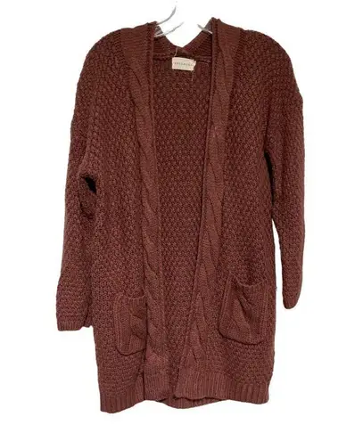 Dreamers Chunky Knit Open Front Cardigan Sweater With Pockets Dusty Rose By Wome