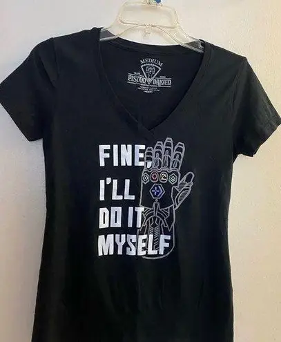 Piston Driven Women’s Black V Neck T Shirt M Fine I’ll Do It Myself Graphic Size M