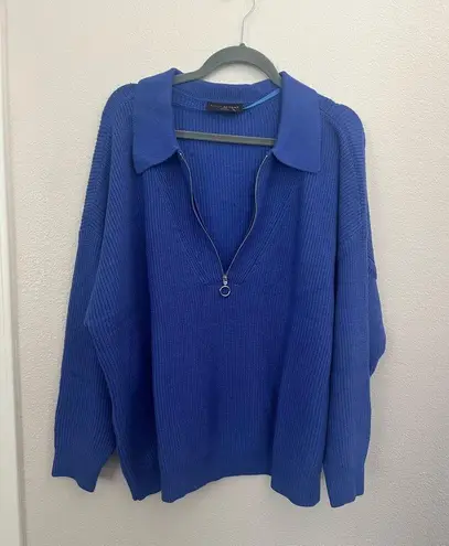 Lane Bryant NWOT  Size 22 / 24 Classic Half-Zip Ribbed Pullover Sweater Blue