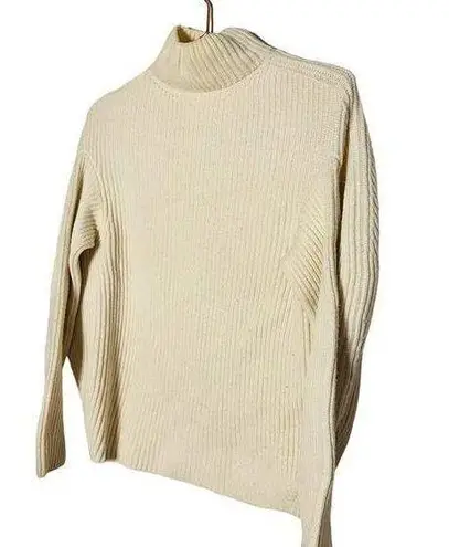 Nina Ricci White Cream Ribbed Turtleneck Wool Cashmere Blend Sweater Size XS