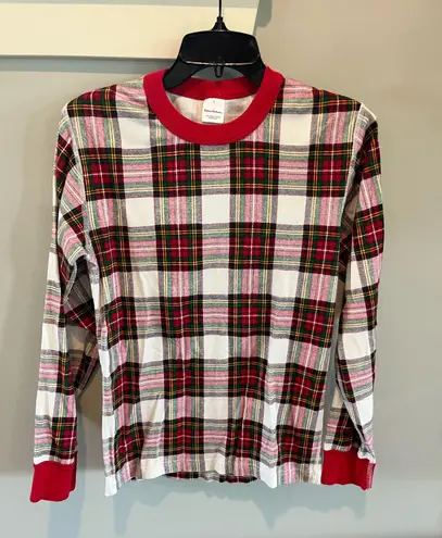 Hanna Andersson Holiday Plaid Adult Holiday Long John Pajama Top Small Multiple