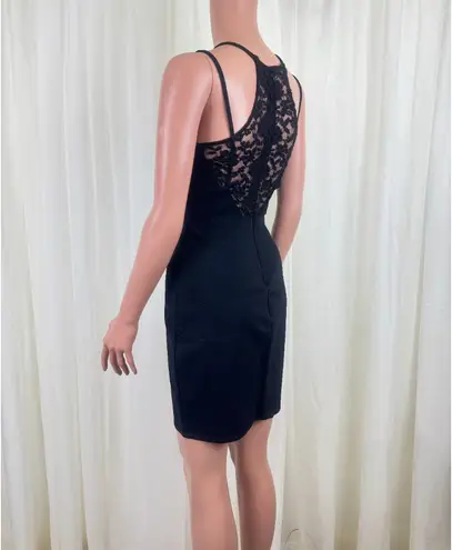 Solemio Women's Lace Accent Racerback Bodycon Mini Dress Black Size Medium