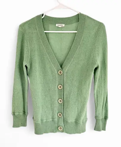 Generra Vintage Women's Cashmere Cardigan Sweater S Green Preppy Quiet Luxury