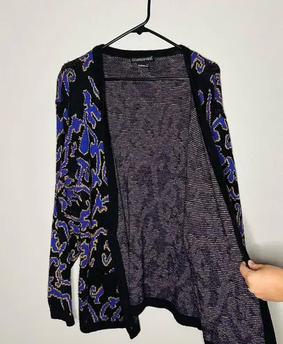 Counterparts Vintage Black & Purple Funky Button Front Cardigan Size Large