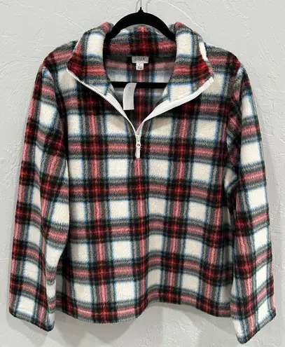 J.Crew Plaid Sherpa, Half Zip Pull Over