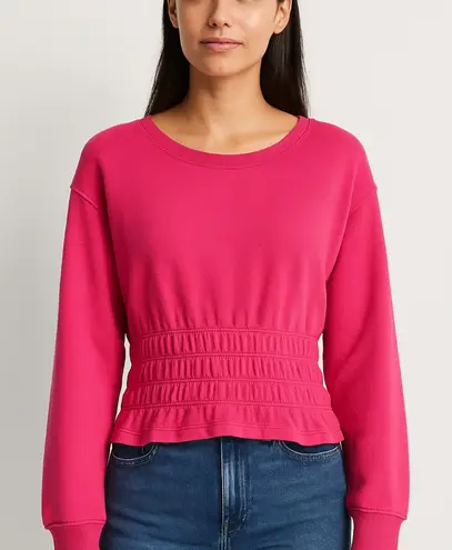 Maeve by Anthropologie Pink Smocked Waist Top Size Medium