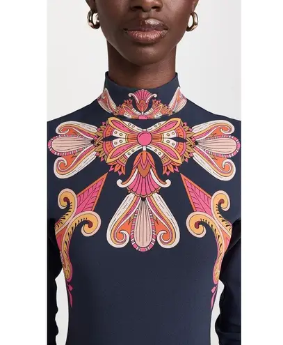 LA DOUBLEJ Navy Paisley Gold Pendant High Neck A