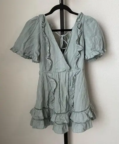 Saints + Secrets Saint + Secrets Green Ruffled Mini Dress Size Small