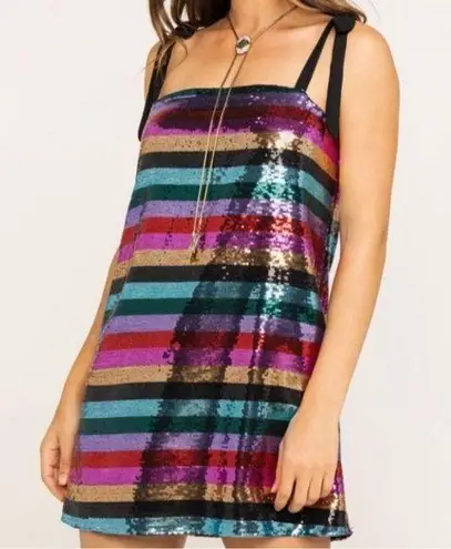 Show Me Your Mumu  Super Slip Tie Rainbow Sequin Party Dress Size XS New with Tag