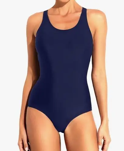 Blue One Piece Swimsuit with Scoop Neckline and Racerback Design Size XL