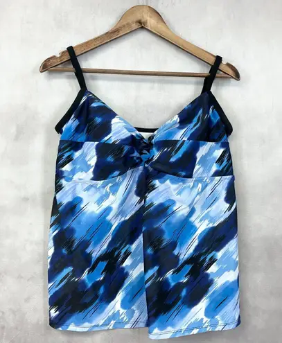 Coco Beach Womens Tankini Swim Top Size XLarge Blue Twist Front Built In Bra