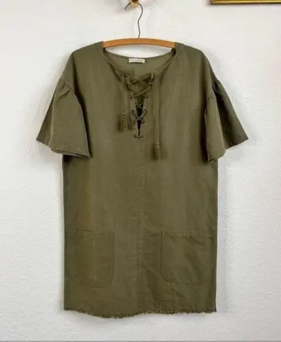 Ulla Johnson Marcelle Olive Cotton Twill Tunic Ruffle Dress 2