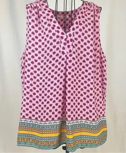 Violet+Claire Pink Mixed Print Boho Sleeveless Blouse Feminine Girly Gypsy