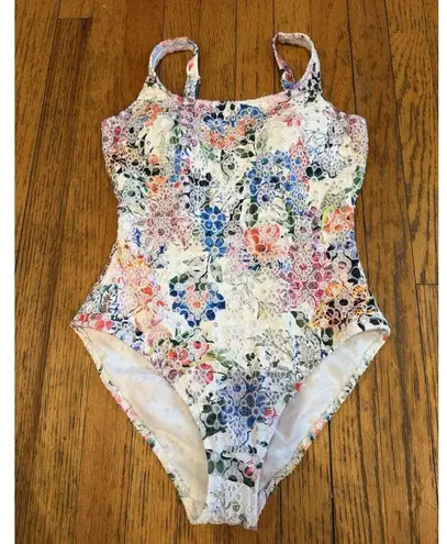 Johnny Was NWT Neon Jungle Eyelet One Piece Swimsuit Size Medium $228