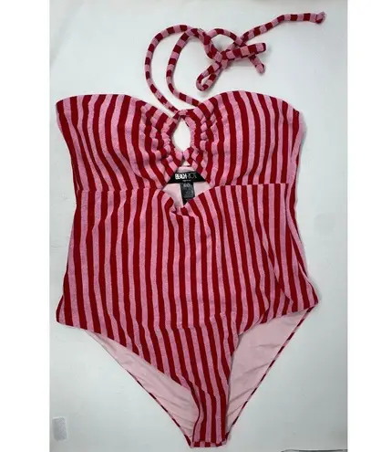 Beach Riot Phoenix Candy Cane Stripe Terry One Piece Size XL