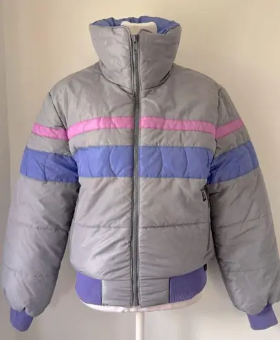 Vintage ‘80s Skyr Gray, Purple & Pink Full Zip Insulated Puffer Ski Jacket Gray Size M