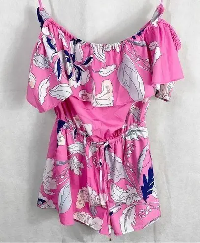 Yumi Kim Pink floral print off shoulder romper