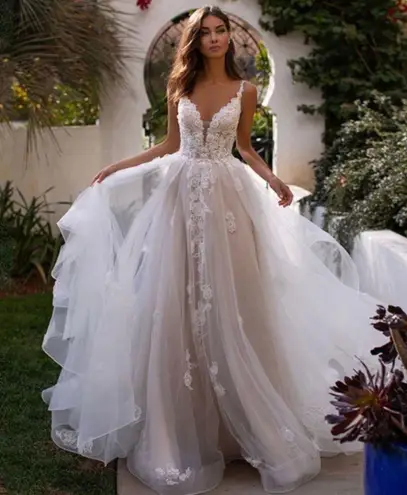 Lace Wedding Dress White Size XXS