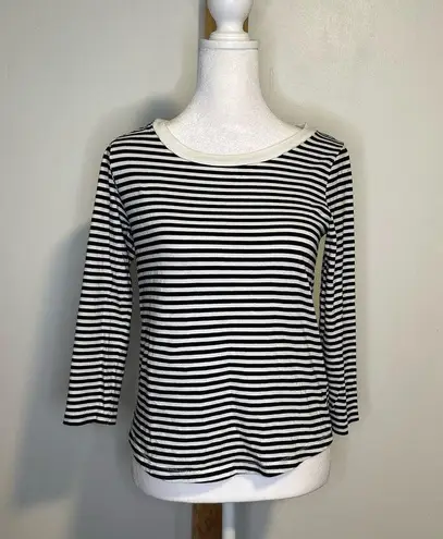 COS black & white striped three-quarter sleeve cotton top size XS