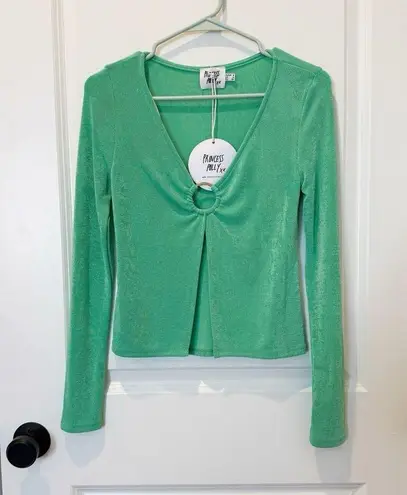 Princess Polly  Shimmer Top Womens 4 90’s Metallic Open Front Retro Club NWT thumbnail 2