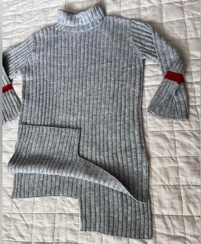 NWT Avantlook Artsy Grey Chunky Rib Knit Asymmetrical Cut Mini Dress / Tunic