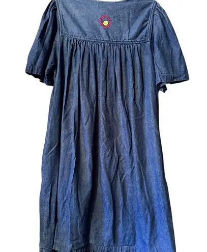 Go Softly Patio dress Button down 100% Cotton Denim L relaxed retro Blue Size L