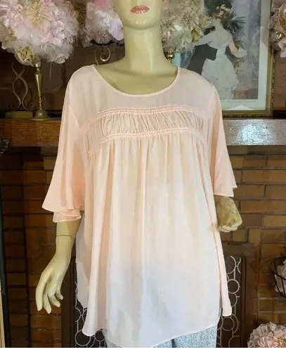 Valerie Stevens BLUSH PINK FLOWY TUNIC BLOUSE NWT (3X)
