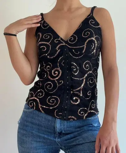 Jacaranda Metallic Black Gold Tank Top