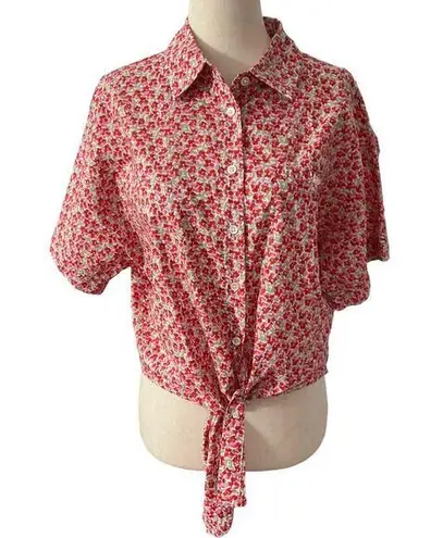 FRNCH Multicolor Tie Front Floral Shirt Women Size Medium | 57-7